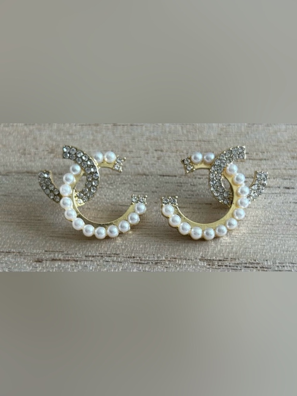 CC Pearl & Crystal Hoop Earrings